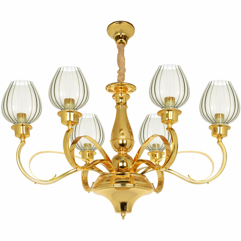 لوستر 6 شعله چشمه نور کد 6/N2415 طلایی